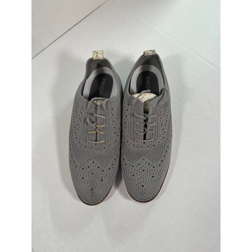Cole Haan OriginalGrand Stitchlite Wingtip Oxford Grey Knit Shoes W20404 Mens 7B